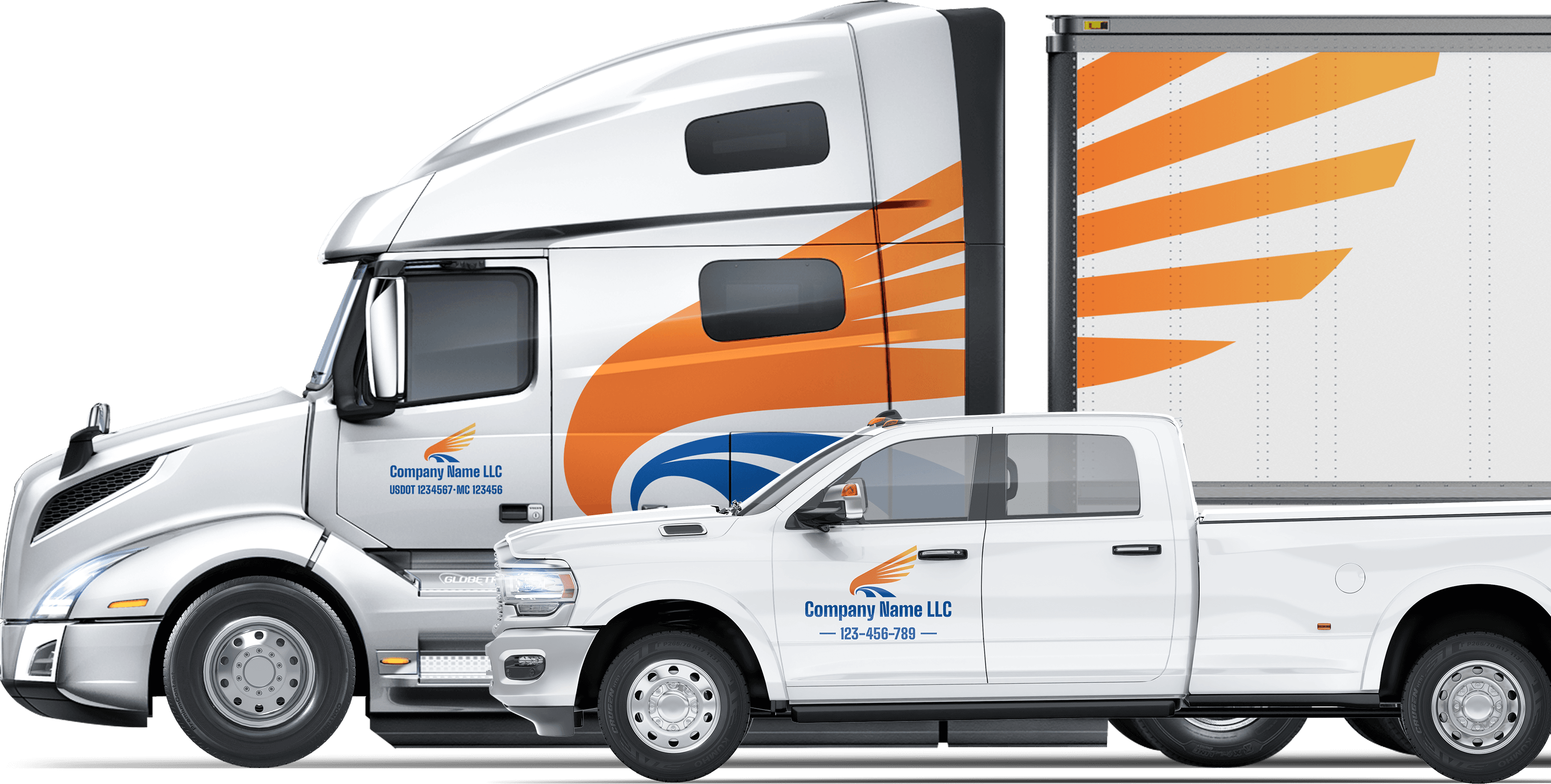 Fleet photo — branded trucks lined up
