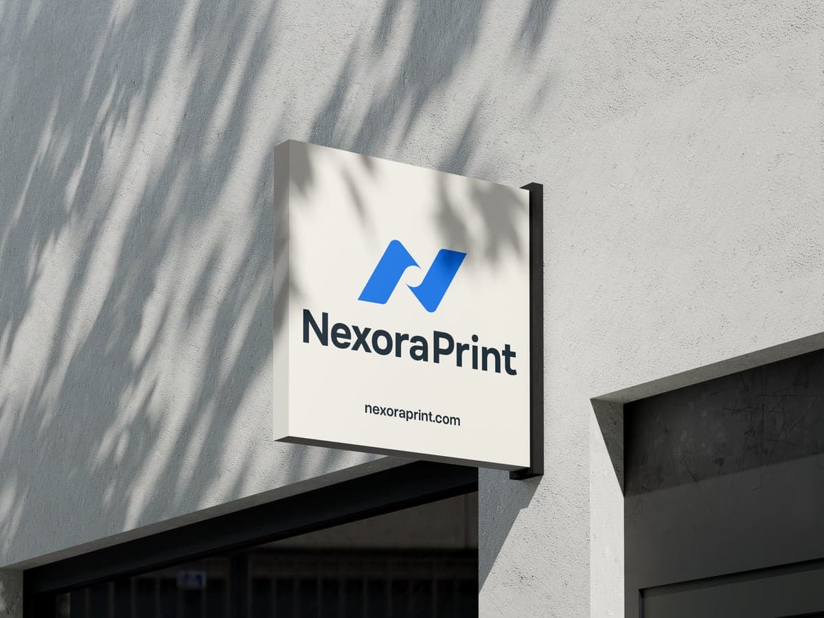 NexoraPrint sign mounted outside the shop