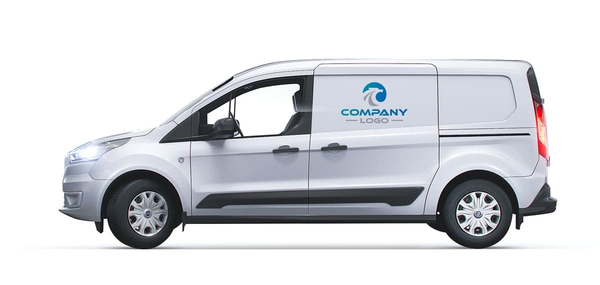 Truck door decal mockup showing logo and lettering placement